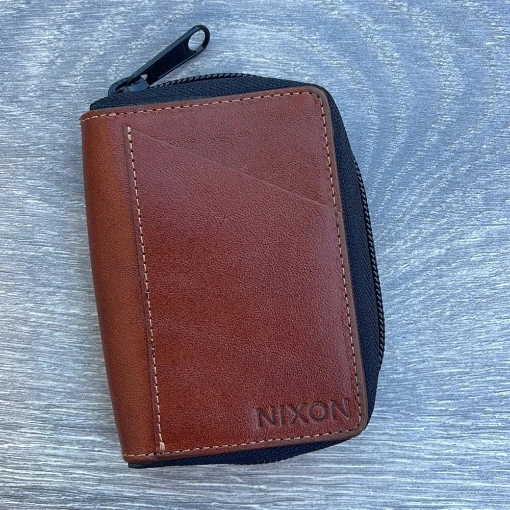Nixon Orbit Zip Card Leather Wallet, saddle - Picture 2 of 9